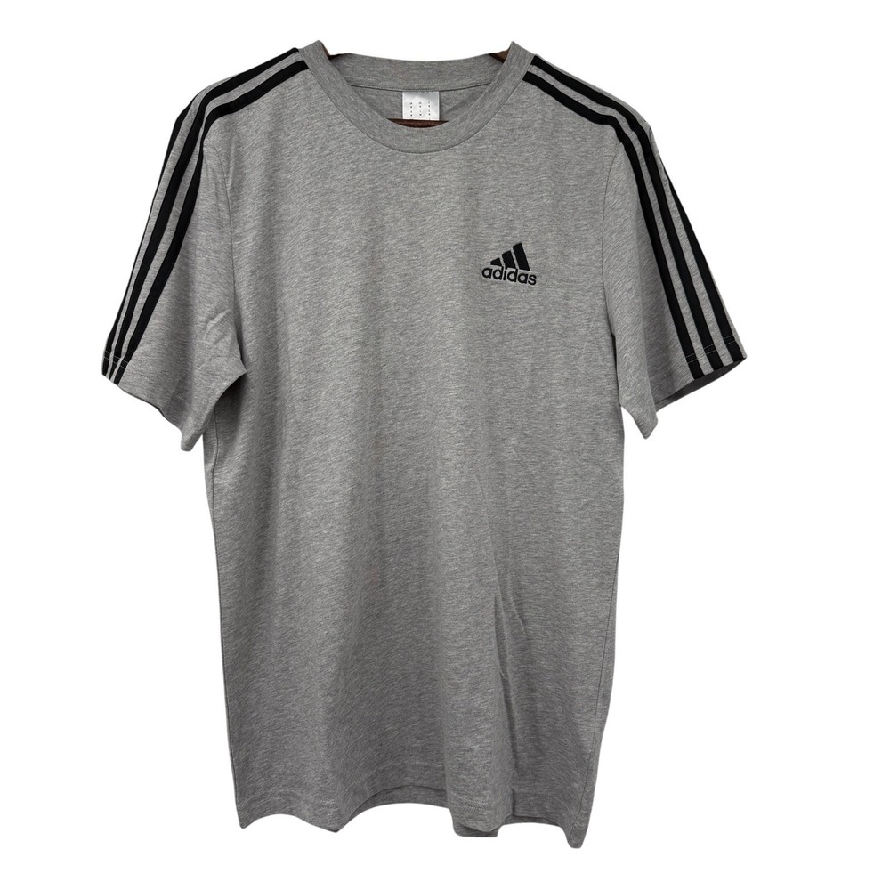 Adidas 3 Stripes T Shirt Mens Medium Gray Heather Logo Athletic Tee NWT